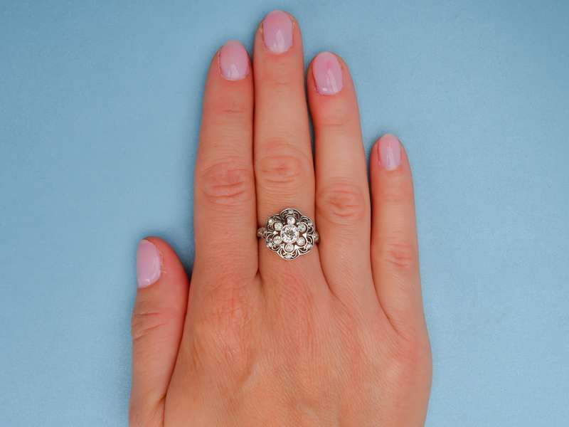 Singular Sensation - Antique Diamond Cluster Ring