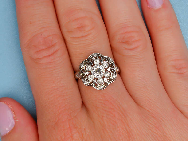 Singular Sensation - Antique Diamond Cluster Ring