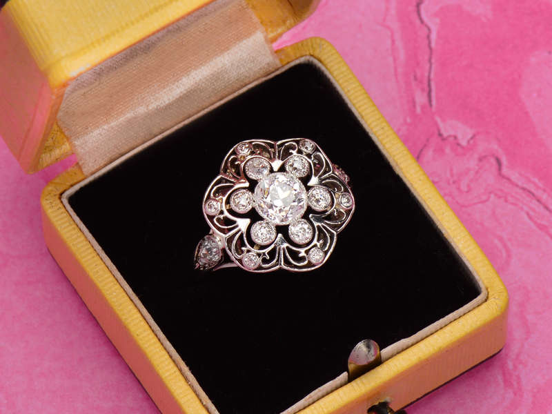 Singular Sensation - Antique Diamond Cluster Ring