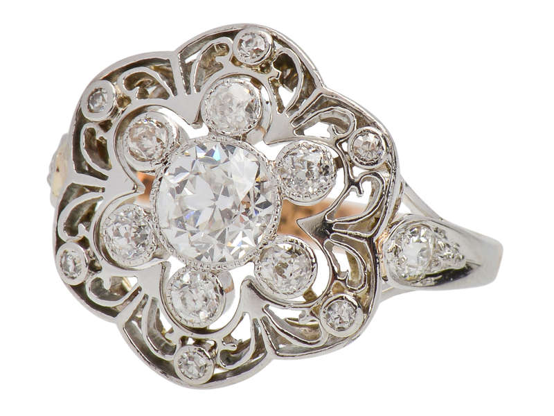Singular Sensation - Antique Diamond Cluster Ring