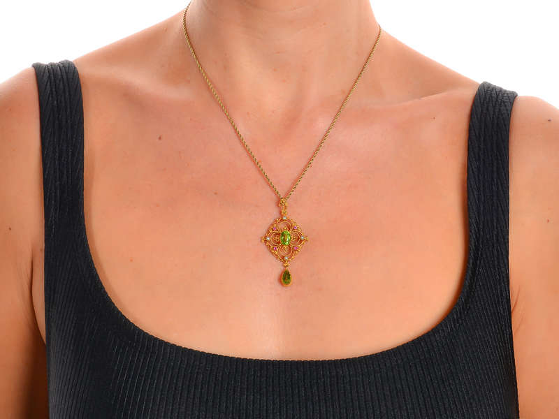 Edwardian Peridot Ruby Pendant