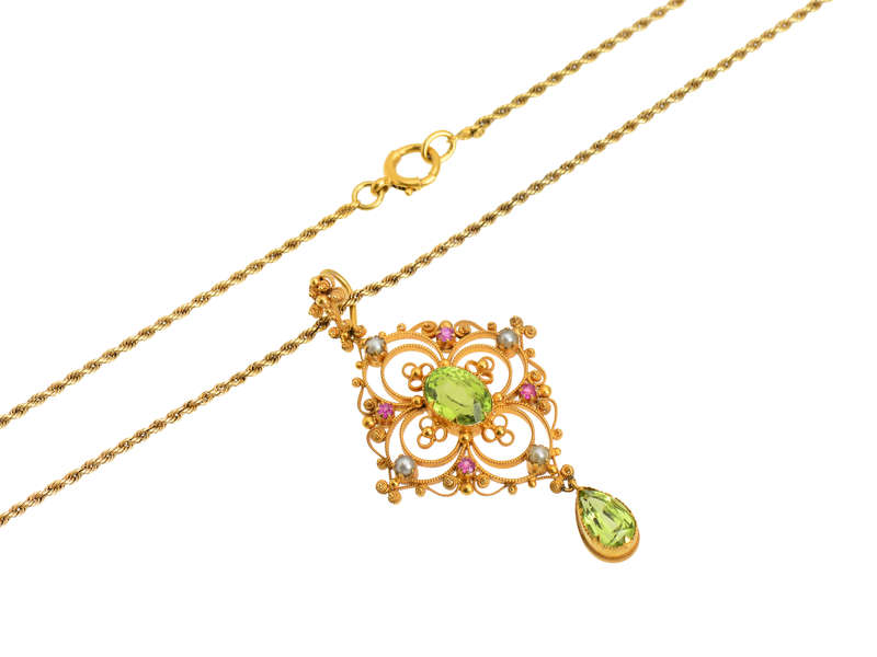 Edwardian Peridot Ruby Pendant
