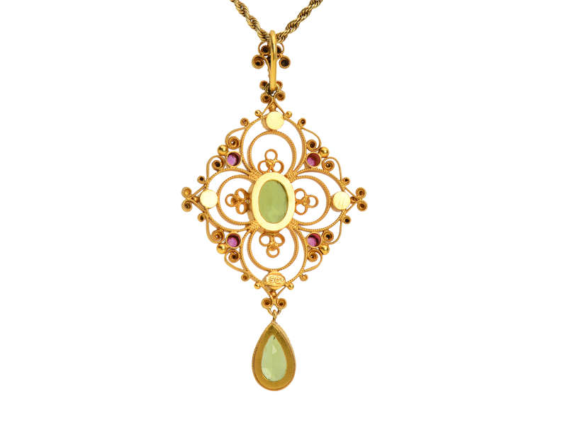 
                      
                        Edwardian Peridot Ruby Pendant
                      
                    