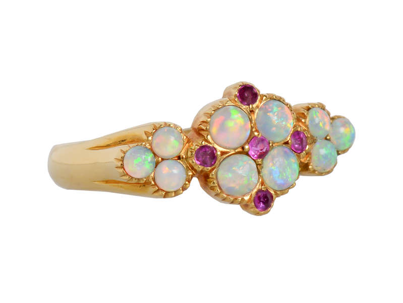 Edwardian lan - Fiery Opal Ruby Gold ring