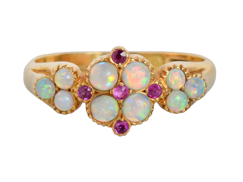 Edwardian lan - Fiery Opal Ruby Gold ring