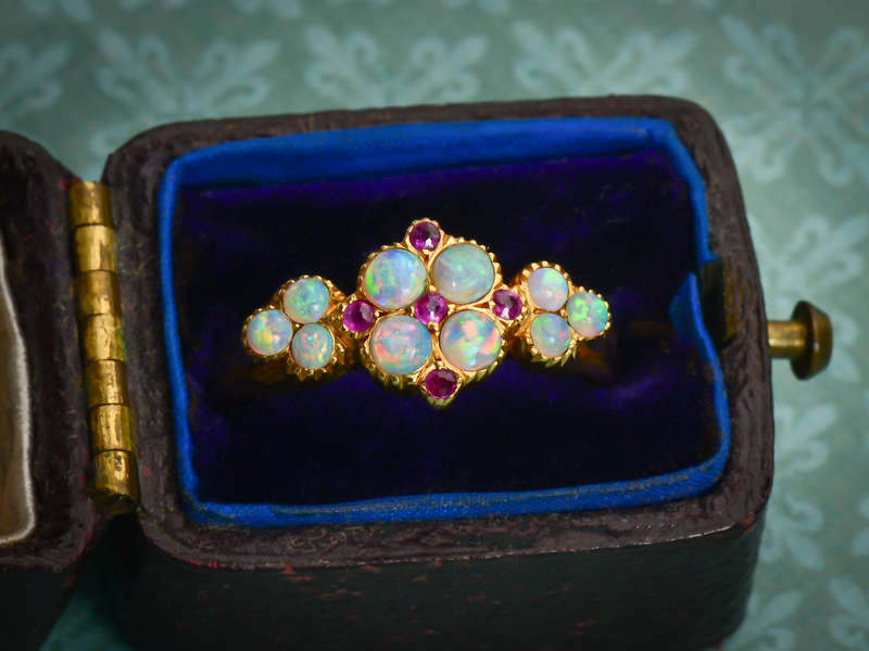 Edwardian lan - Fiery Opal Ruby Gold ring