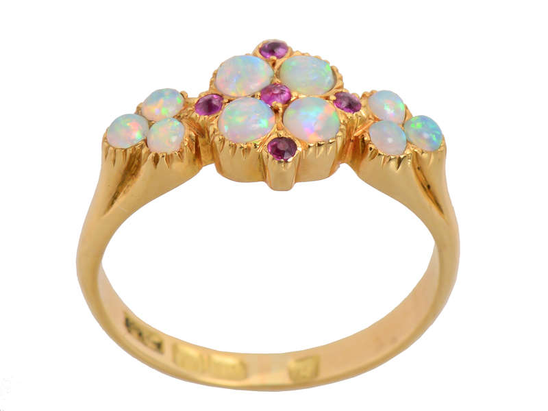 Edwardian lan - Fiery Opal Ruby Gold ring