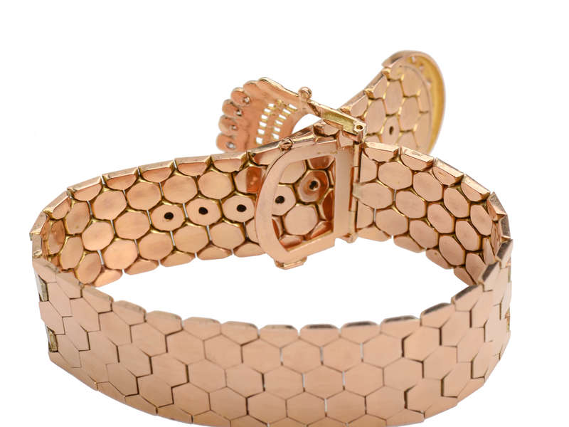 Retro 18k Rose Gold Diamond Buckle Bracelet