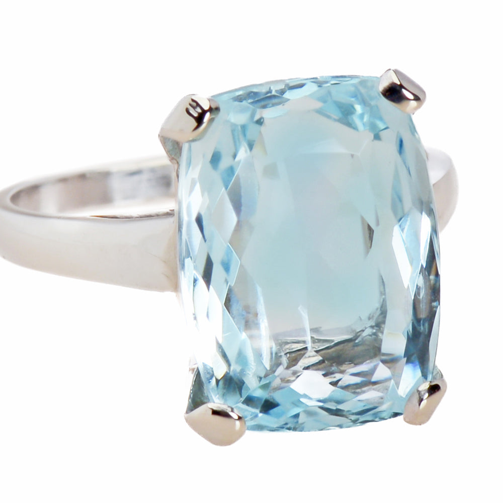 Serenity - Cushion Cut Aquamarine Vintage Ring