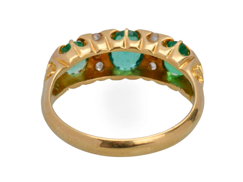 Emerald Diamond Antique Trilogy Ring from 1906