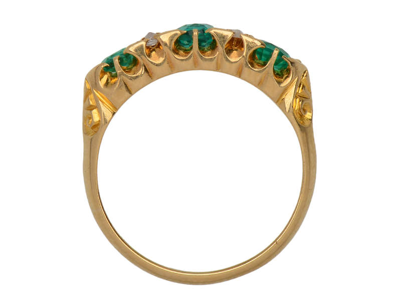 Emerald Diamond Antique Trilogy Ring from 1906