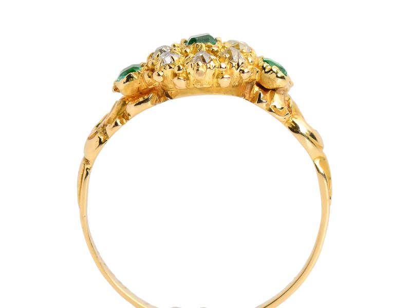 Georgian Emerald Diamond Cluster Ring
