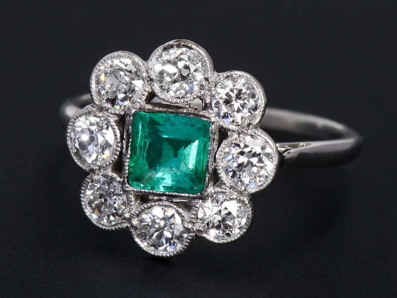 Colombian Emerald Diamond Engagement Ring