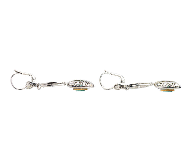 Emerald Diamond Dangle Earrings