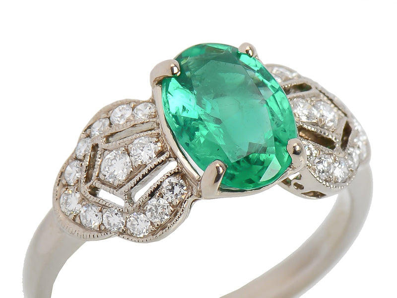 Artistic Ribbons - Emerald Diamond Ring