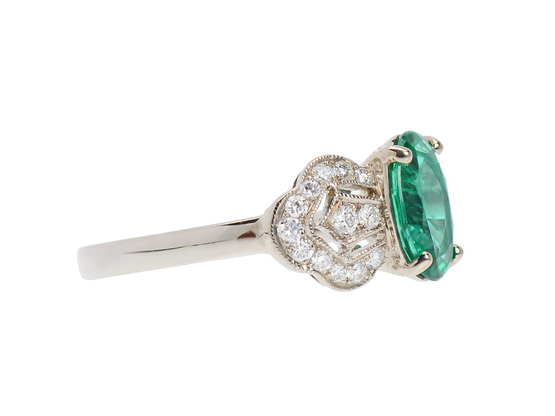 Artistic Ribbons - Emerald Diamond Ring