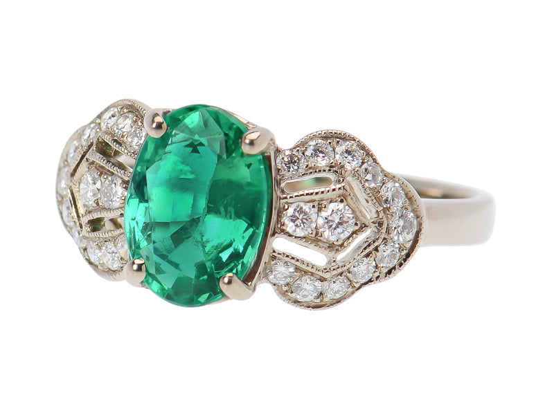 Artistic Ribbons - Emerald Diamond Ring