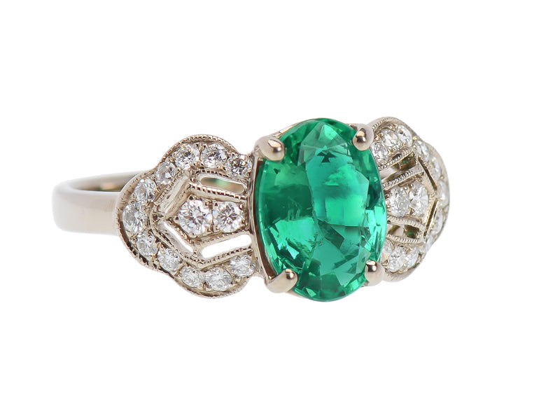Artistic Ribbons - Emerald Diamond Ring
