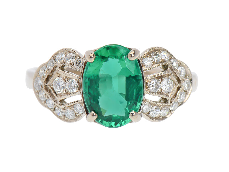 Artistic Ribbons - Emerald Diamond Ring