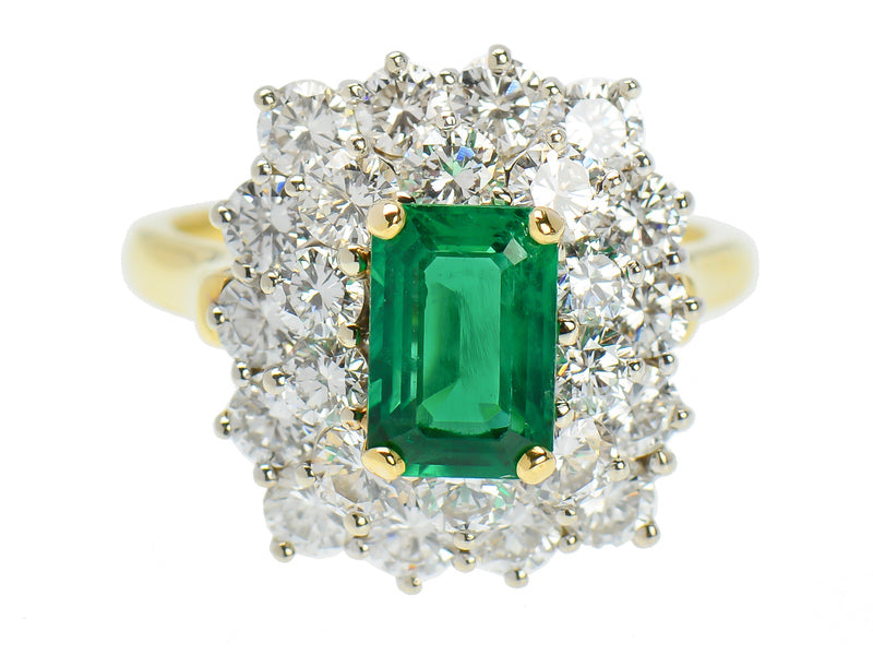 Vintage Fine Emerald & Diamond Halo Ring