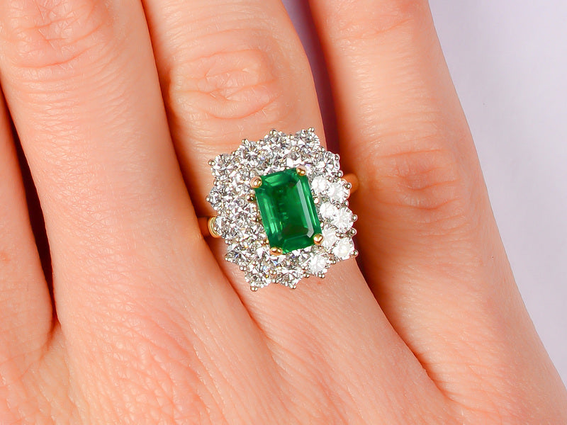 Vintage Fine Emerald & Diamond Halo Ring