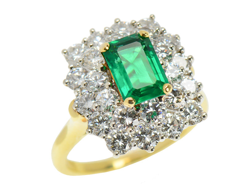 Vintage Fine Emerald & Diamond Halo Ring