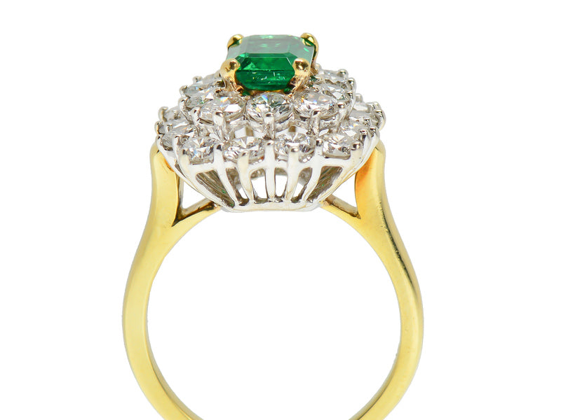 Vintage Fine Emerald & Diamond Halo Ring