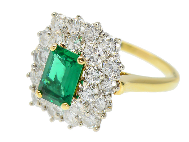 
                      
                        Vintage Fine Emerald & Diamond Halo Ring
                      
                    