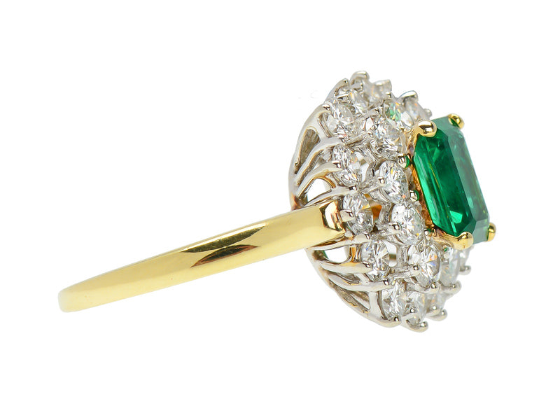 Vintage Fine Emerald & Diamond Halo Ring
