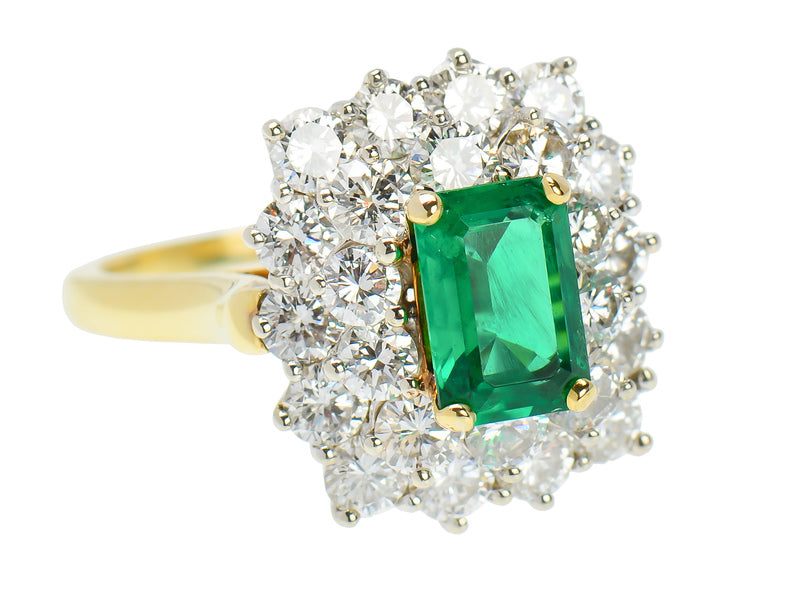 Vintage Fine Emerald & Diamond Halo Ring