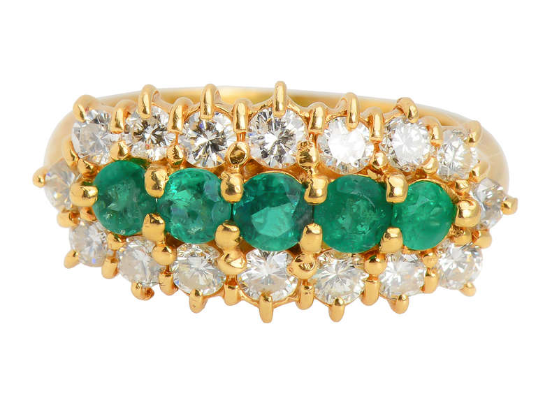 Five Stone Emerald Diamond Ring