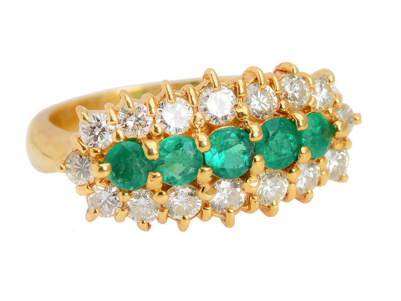 Five Stone Emerald Diamond Ring