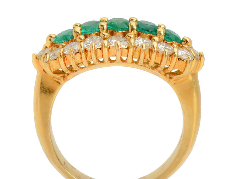 Five Stone Emerald Diamond Ring
