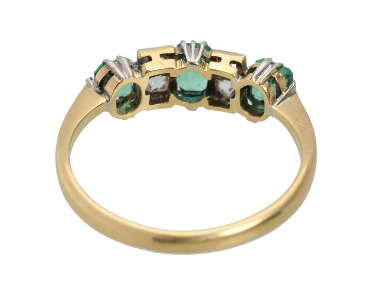 Antique Three Emerald Diamond Eternity Band