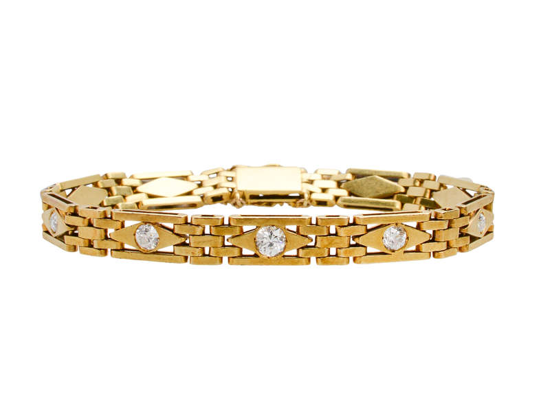 Slinky Old European Diamond Link Gold Bracelet