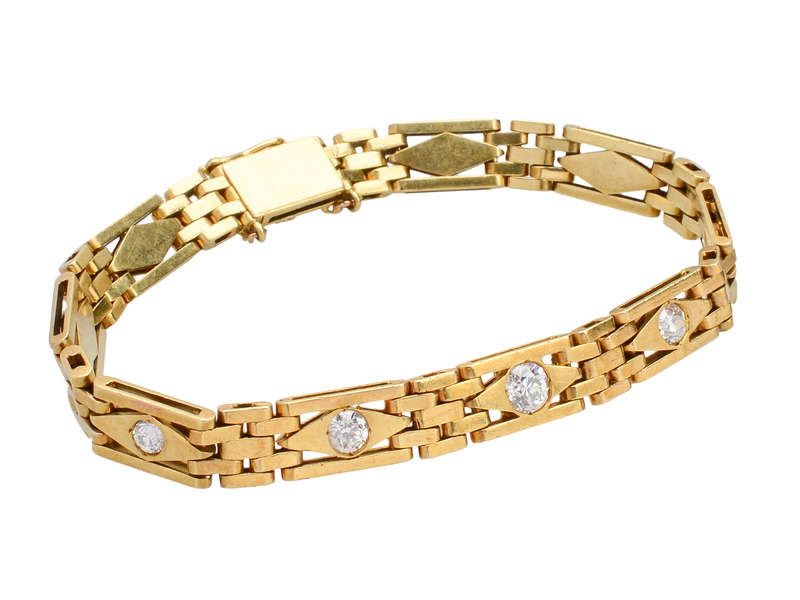 Slinky Old European Diamond Link Gold Bracelet