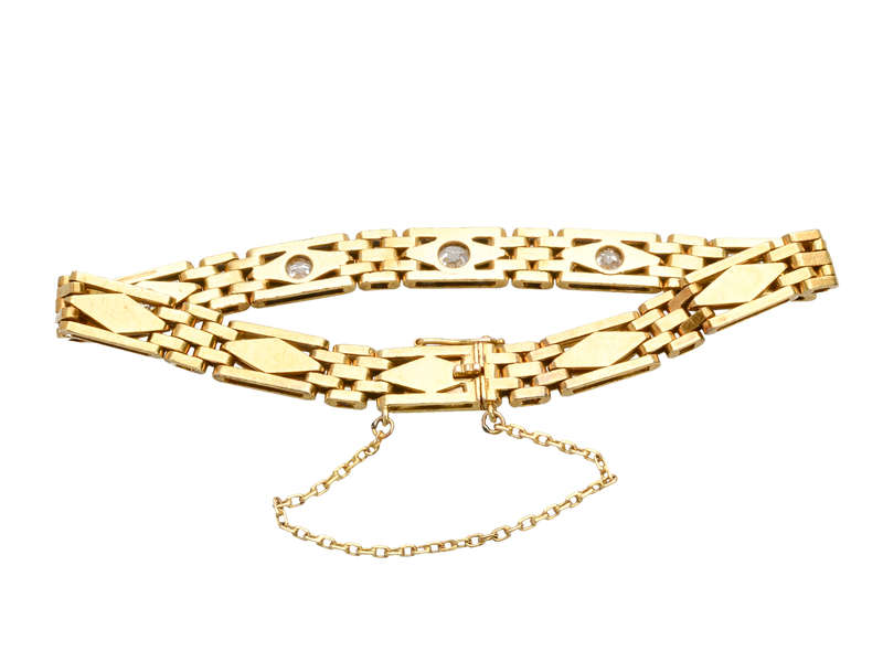 Slinky Old European Diamond Link Gold Bracelet