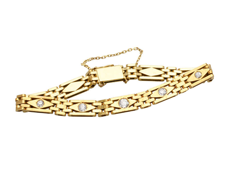 Slinky Old European Diamond Link Gold Bracelet