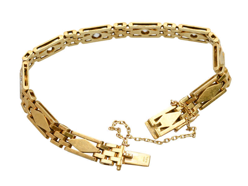 Slinky Old European Diamond Link Gold Bracelet
