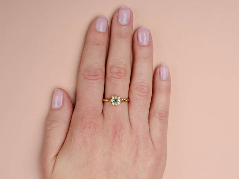Twister - Emerald Diamond Antique Ring 1908