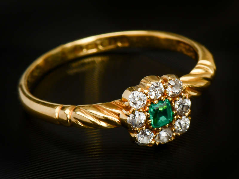 Twister - Emerald Diamond Antique Ring 1908