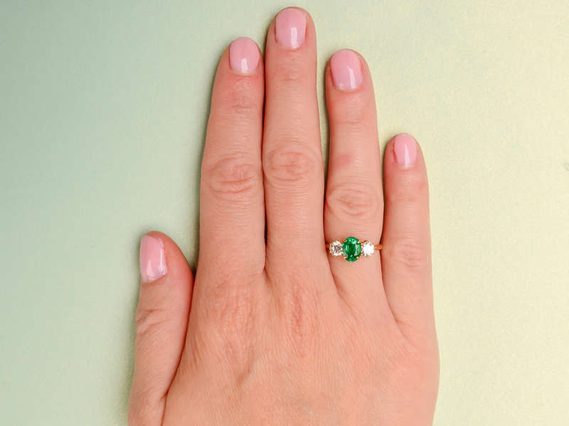 Vintage Emerald Diamond Trilogy Ring