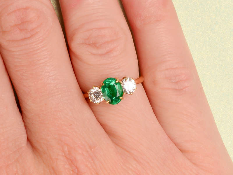 Vintage Emerald Diamond Trilogy Ring