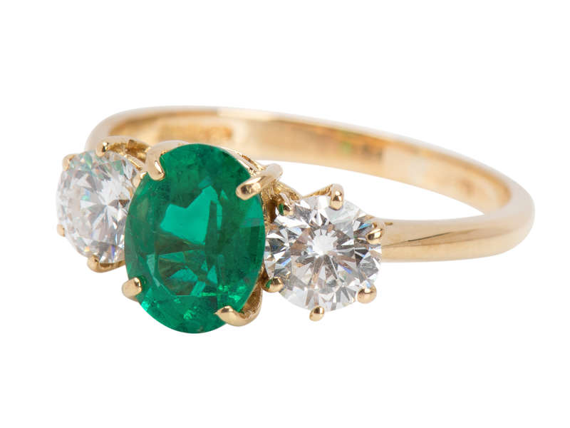 Vintage Emerald Diamond Trilogy Ring