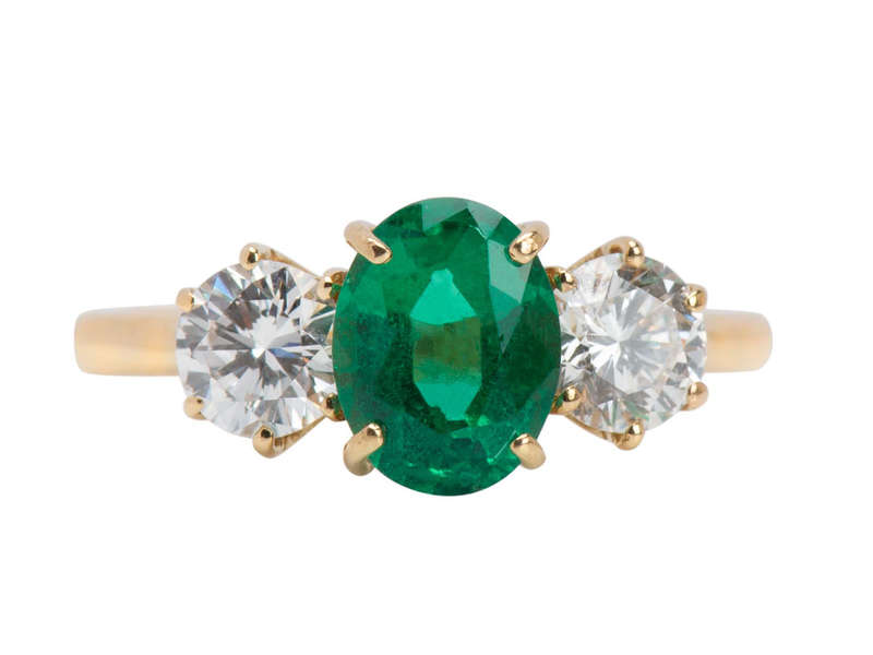 Vintage Emerald Diamond Trilogy Ring