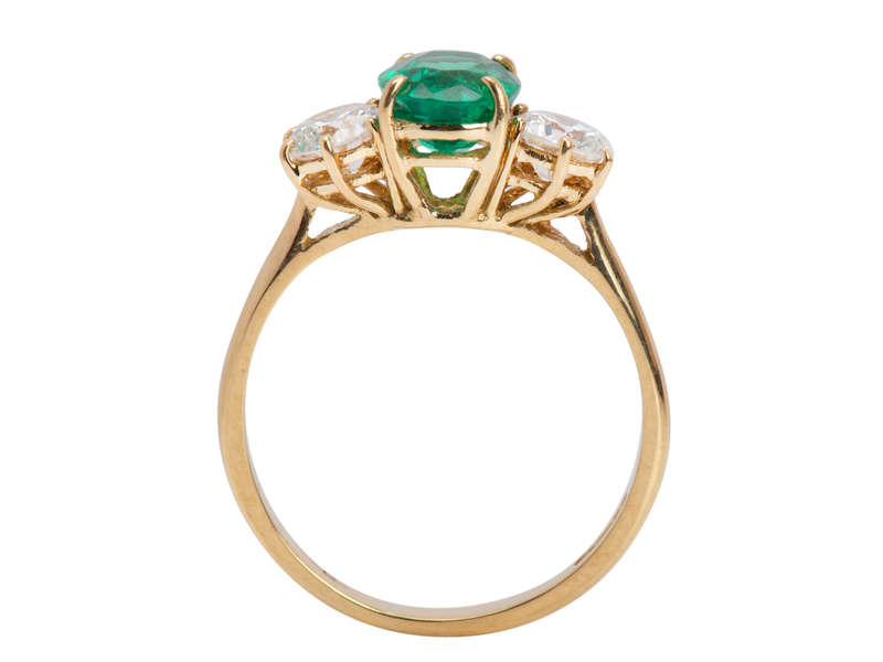Vintage Emerald Diamond Trilogy Ring