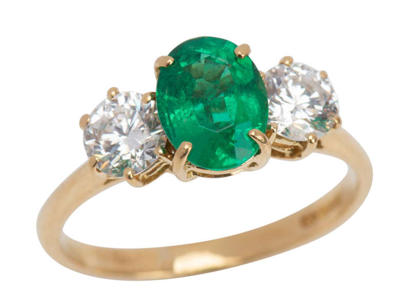 Vintage Emerald Diamond Trilogy Ring