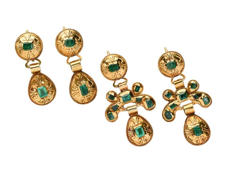 Antique Early Iberian Emerald Earrings