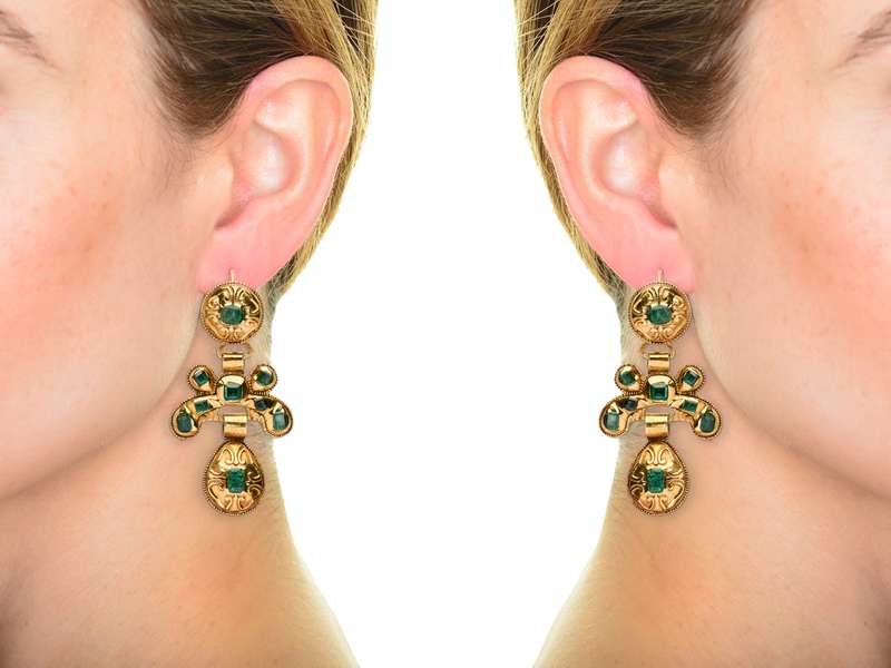 Antique Early Iberian Emerald Earrings