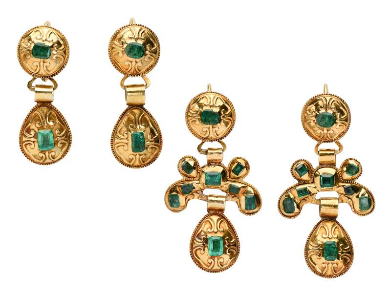 Antique Early Iberian Emerald Earrings